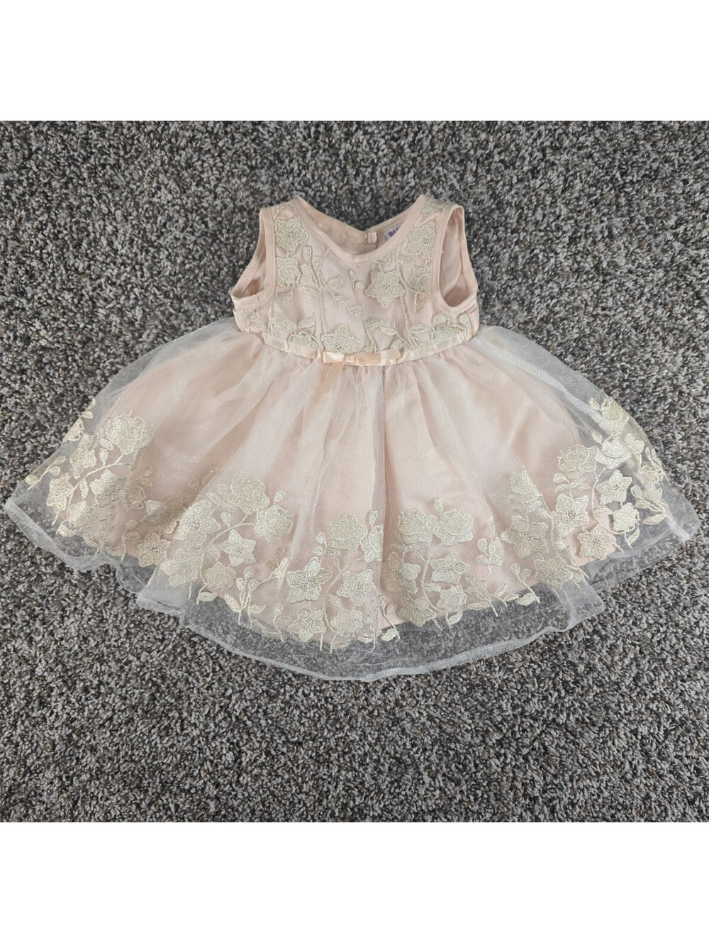 Blueberi Boulevard Baby Girls Sz 306M Formal Dress Champagne Pink Tulle Lace